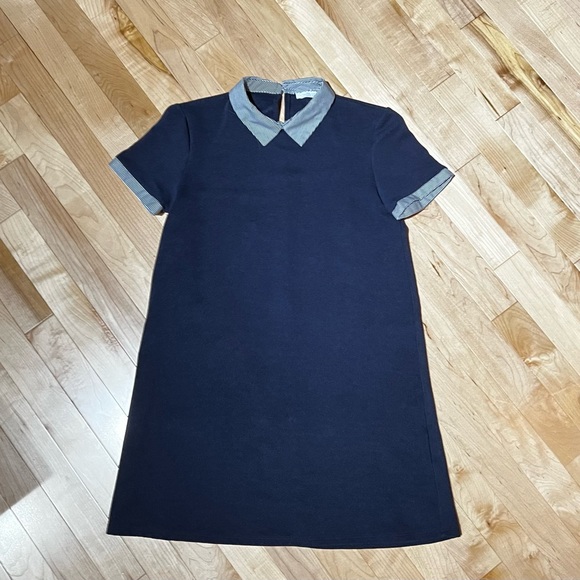 Polo Collar Dress in Azul-Nero Zebra